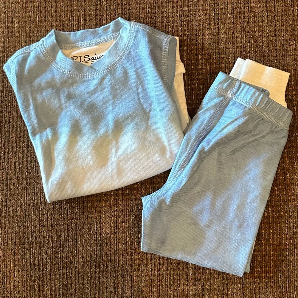 P.J. SALVAGE kids Pajama Set Denim Ombre Crew Neck Elastic Waist Pull On